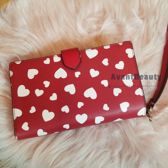 NWT Kate Spade Staci Boxed Heart Pop Printed Phone Wallet Wristlet White V Day - Picture 3 of 7